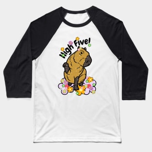 High Five! Cute Brown Kawaii Capybara Baseball T-Shirt